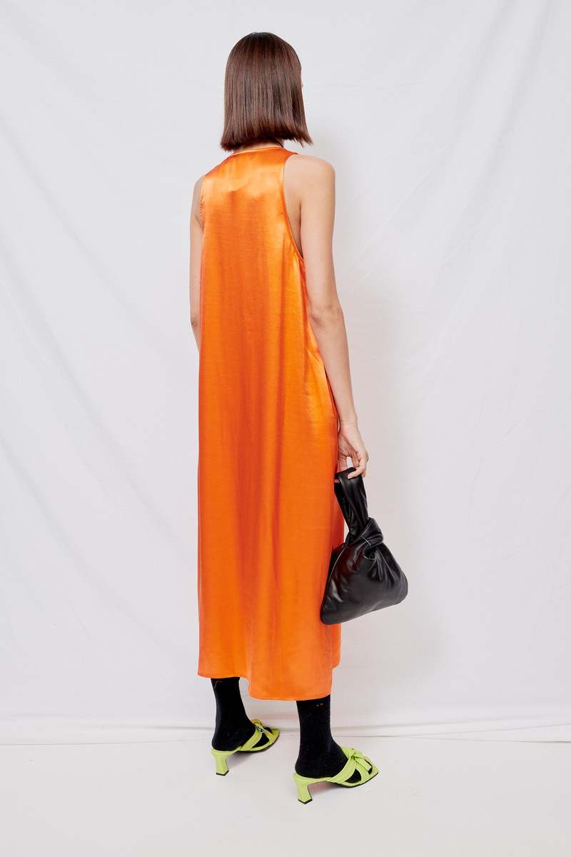 Assembly Satin Trapeze Dress - Mandarin 