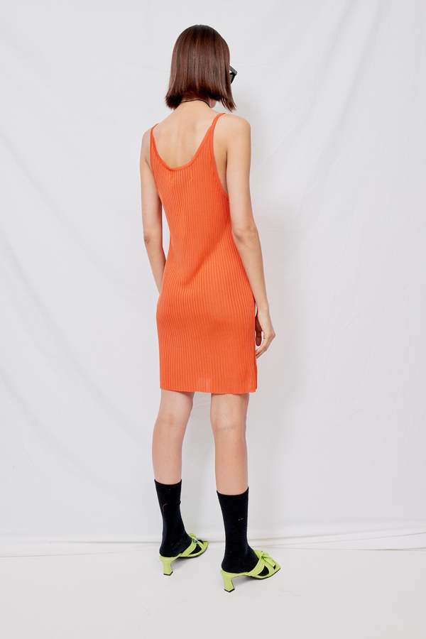 Marques Almeida V Neck Knitted Dress - Orange | Garmentory
