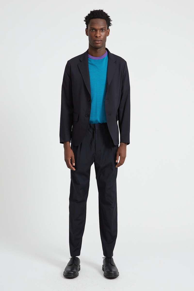 アプレッセSub Wool Navy Blazer SIZE: 2 Wool Double-Face Blazer with Leather Collar