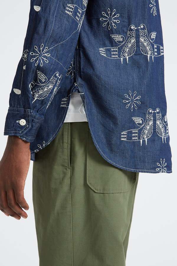 Engineered Garments Denim Bird Embroidery Work Shirt - Indigo