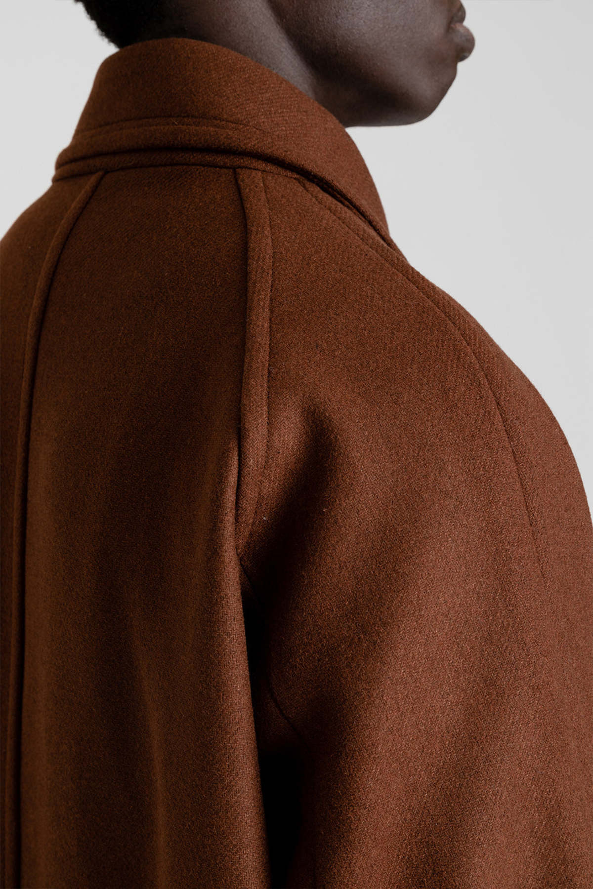 Heavy Wool Balmacaan Coat - Brown | Garmentory
