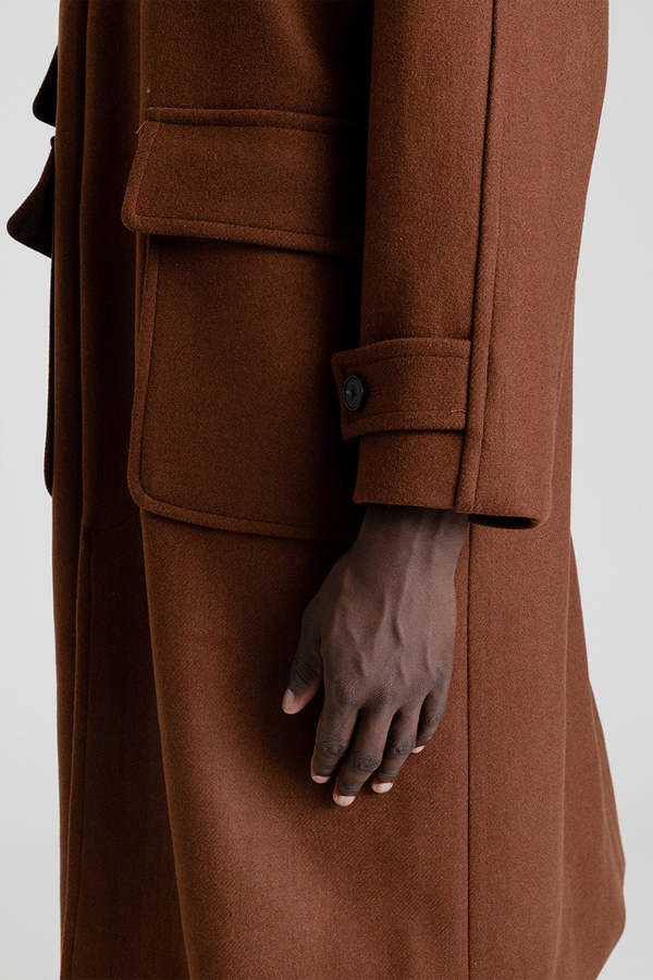 Heavy Wool Balmacaan Coat - Brown | Garmentory