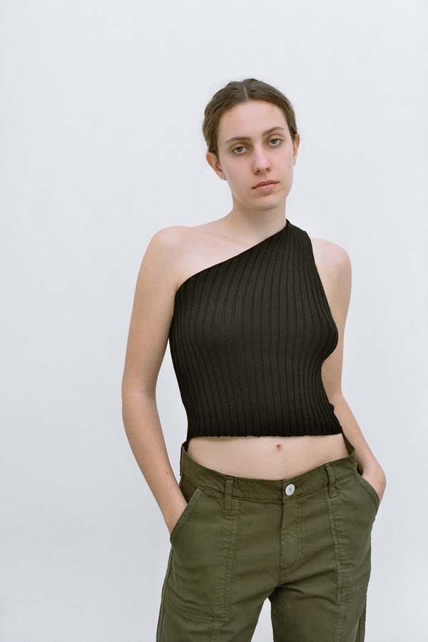 Mundaka One-Shoulder Knit Top - Black