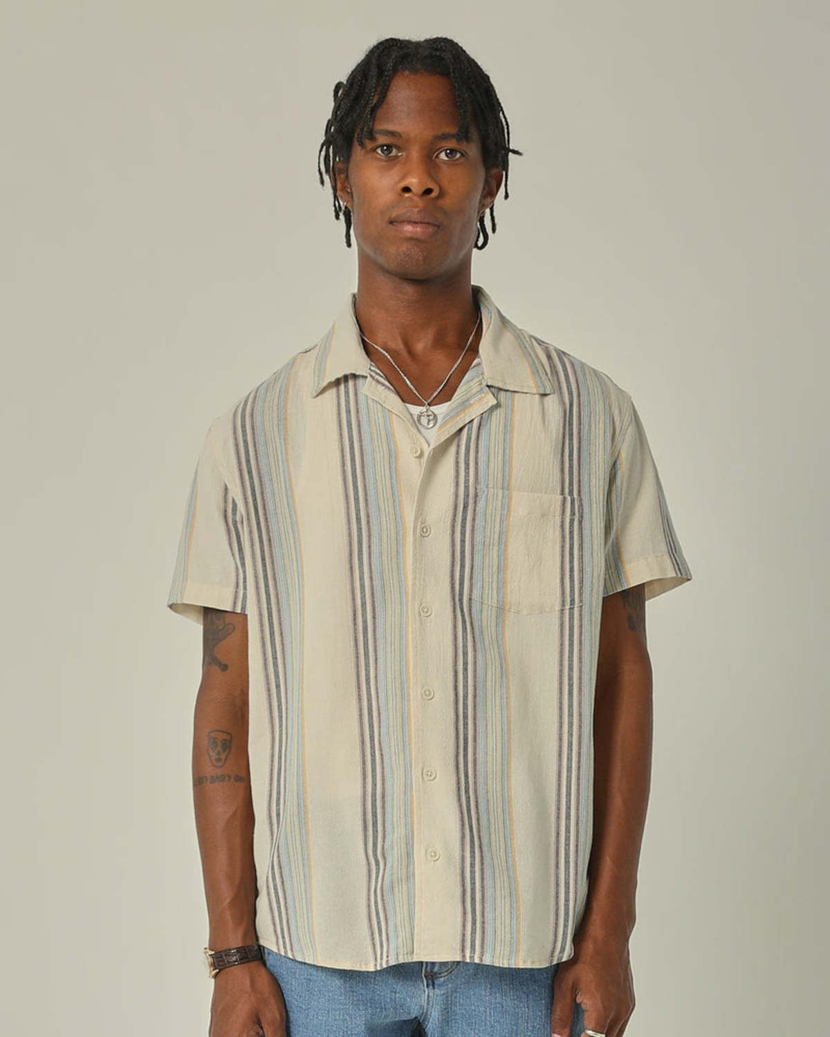トップス archive courreges short sleeve shirt 3SIXTEEN SHORT SLEEVE WORK SHIRT - IRIDESCENT RIPSTOP