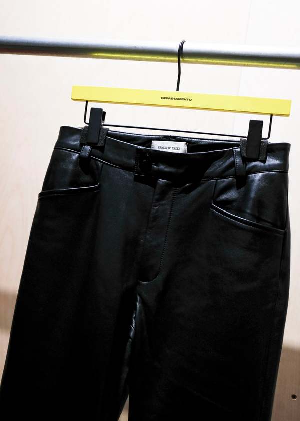 Ernest W. Baker Calf Leather Flare Trousers - BLACK