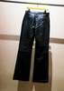 Ernest W. Baker Calf Leather Flare Trousers - BLACK - Thumbnail 7