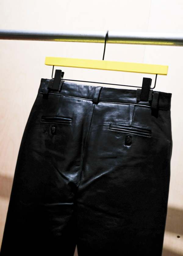 Ernest W. Baker Calf Leather Flare Trousers - BLACK