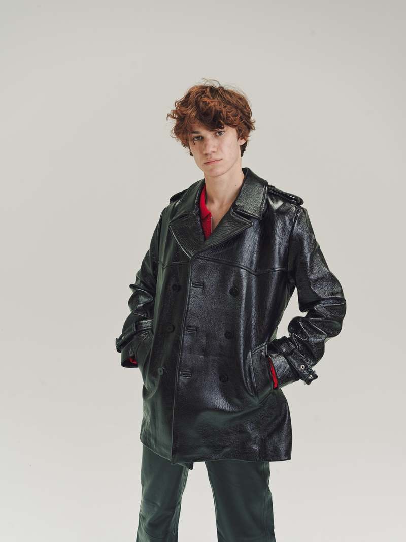 Ernest W. Baker Trash Vinyl Leather Cropped Trench Coat - Black