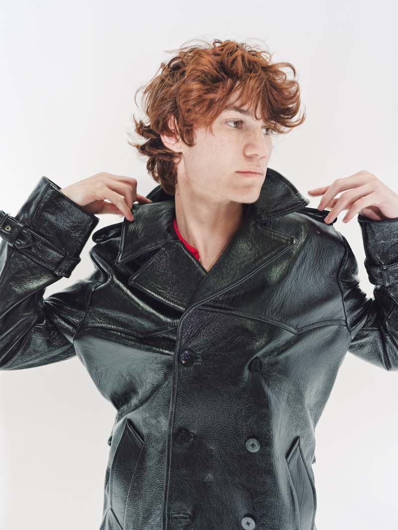 Ernest W. Baker Trash Vinyl Leather Cropped Trench Coat - Black