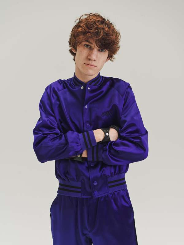 Ernest W. Baker Satin Cropped Raglan Baseball Jacket - Deep Purple