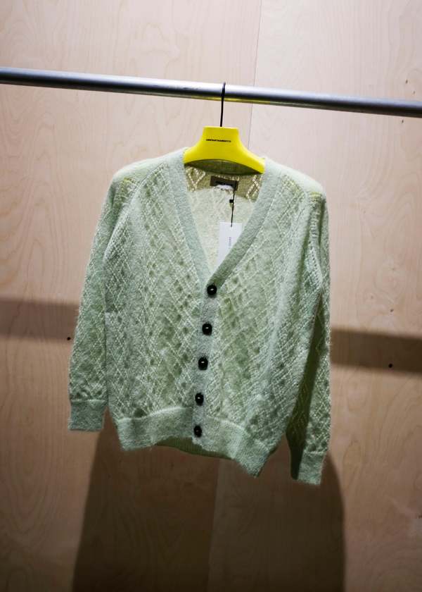 Ernest W. Baker Mohair Open Knit Cardigan - Mint Green