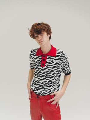 b*o様 ERNEST W. BAKER PIN STRIPE POLO White & Black Striped Polo by Ernest W. Baker on Sale