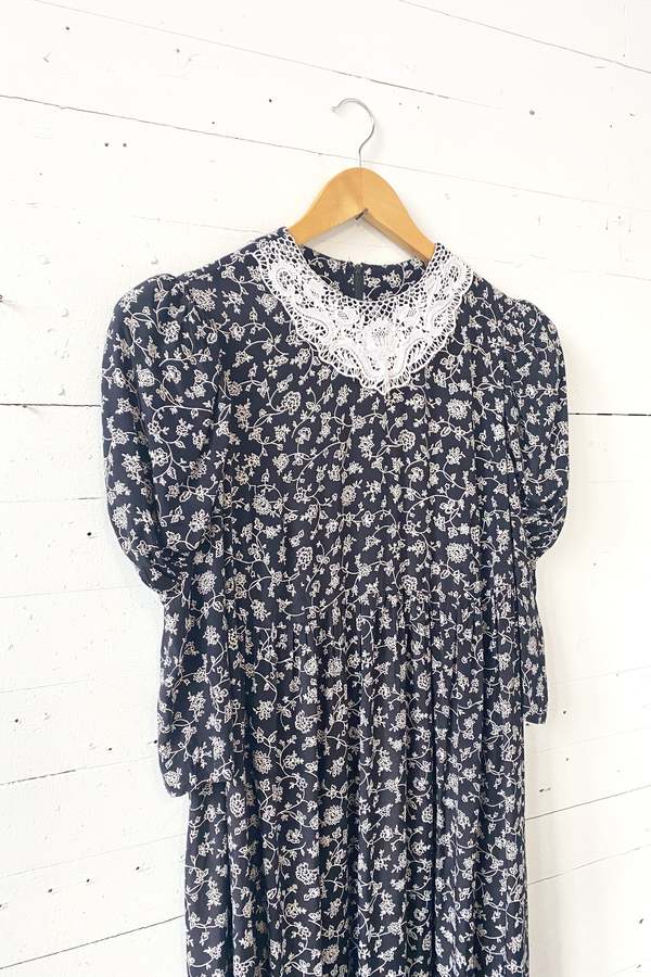 80's Belle France Puff Sleeve Dress Garmentory