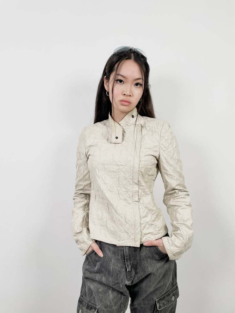 Yves Saint Laurent Rive Gauche Y2K Quilted Leather Moto Jacket