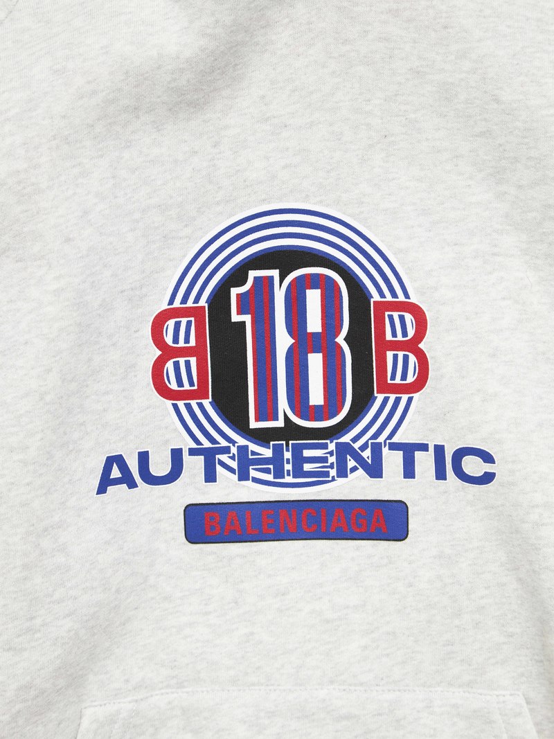 Balenciaga Front Pocket 18 Authentic Printed Hoodie - Light