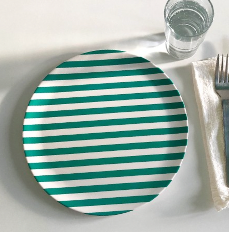 Green Stripe Dinner Plate 10" - Thumbnail 2