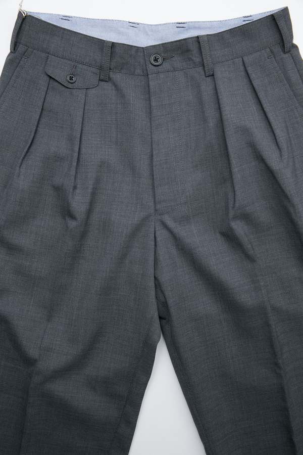 Beams Plus 2Pleats Wool Tropical Pants - Grey | Garmentory