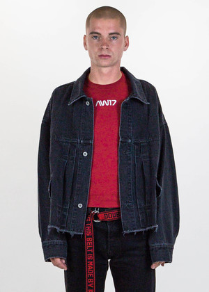 ジャケット・アウター doublet CUT OFF OVERSIZED DENIM JACKET Doublet Black Cut Off Oversized Silk Denim Jacket | Garmentory
