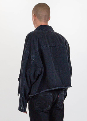 ジャケット・アウター doublet CUT OFF OVERSIZED DENIM JACKET Doublet Black Cut Off Oversized Silk Denim Jacket | Garmentory