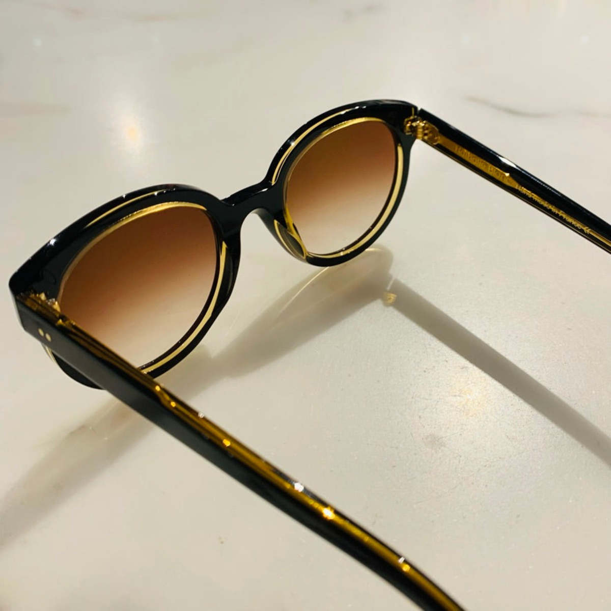 Nathalie Blanc HELENE Black/Grey Gradient Lenses, Round, New Women\'s Sunglasses. Nathalie Blanc Helene Sunglasses - Champagne Black | Garmentory main image 2