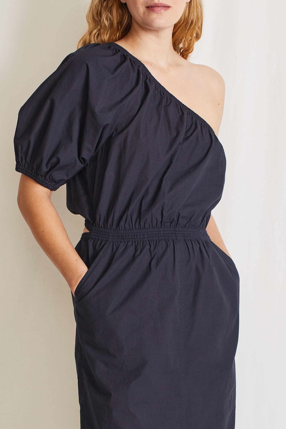 apiece apart one shoulder dress APIECE APART Reina One Shoulder Ruffle Dress in Lemon in Citrus