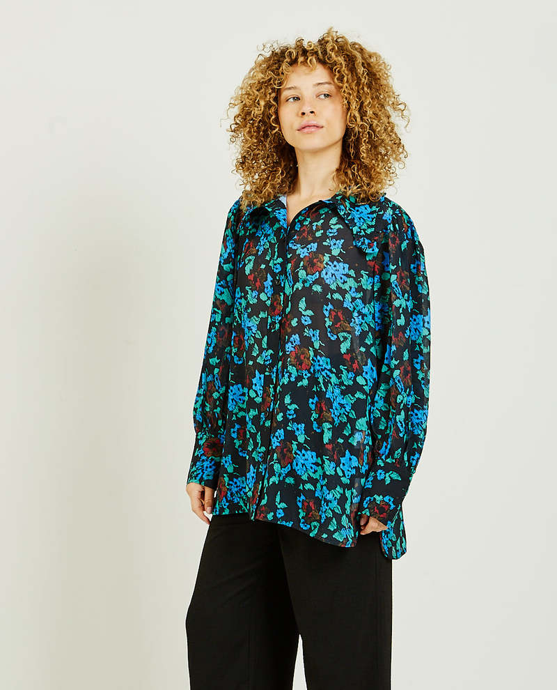 Puff Sleeve Ganni Green Sweatshirt Ganni Puff Shoulder Striped