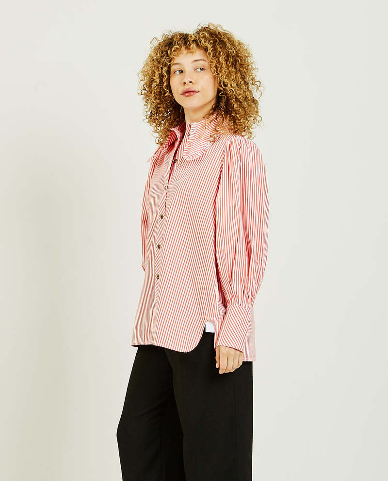 strapless open back dress Stripe Cotton Tie Collar Shirt  Club21.com