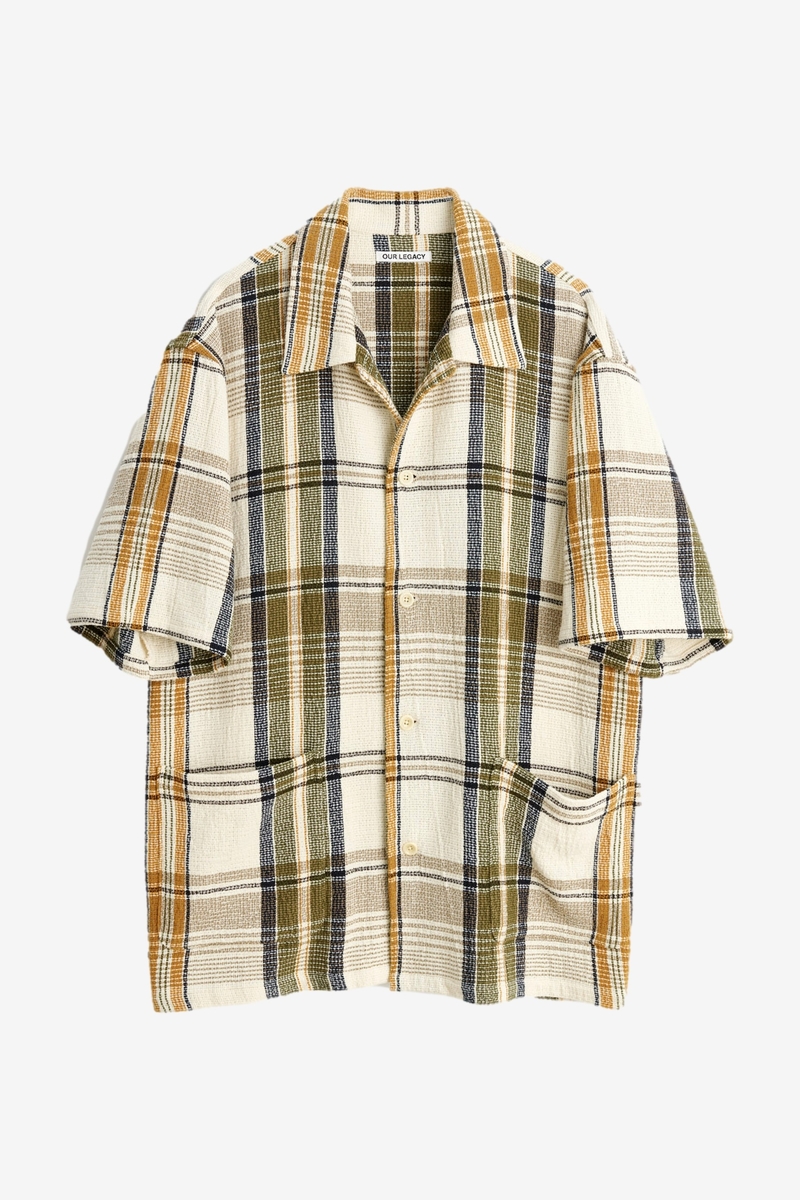 Our Legacy Elder Shirt Shortsleeve - Ecru/Green Summer Plaid