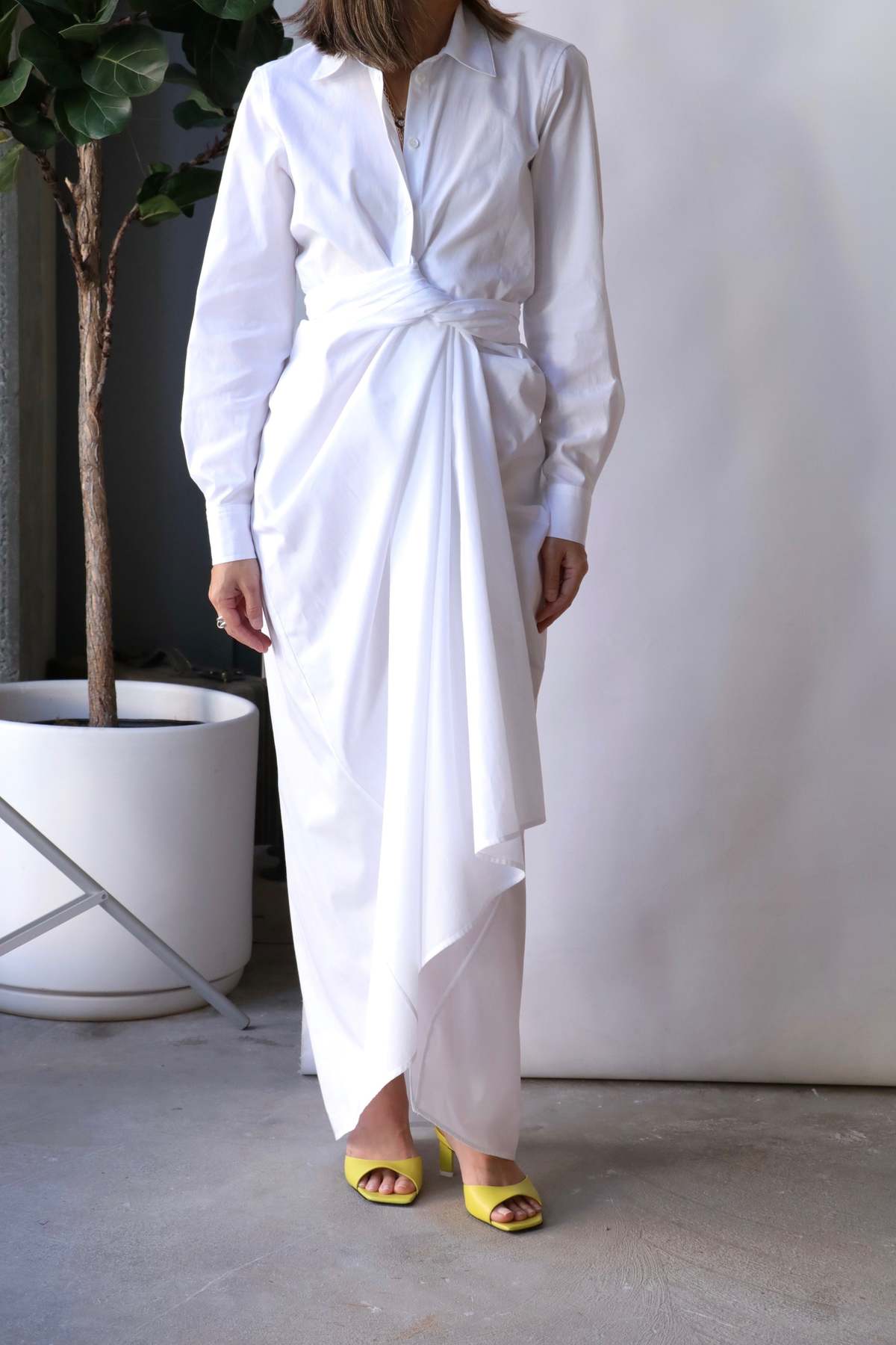 rosetta getty shirt dress ASYMMETRIC ONE SHOULDER SHIRTDRESS 10 / White