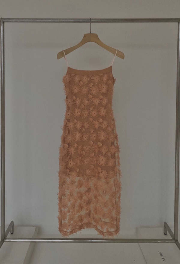 NKC Tuft Flower Dress - Blush Glitter