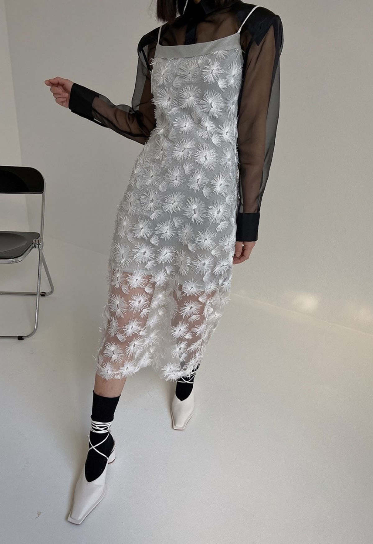 NKC Glitter Tuft Flower Dress - Silver - Image 2 of 4