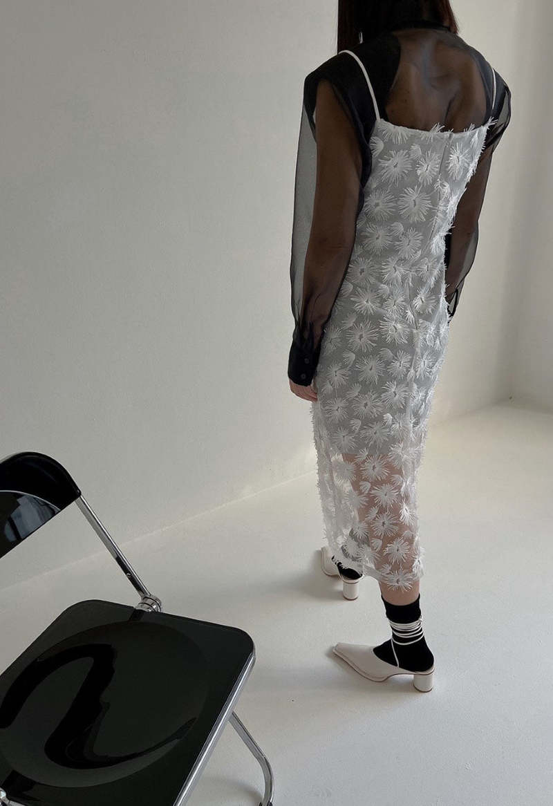 NKC Glitter Tuft Flower Dress - Silver