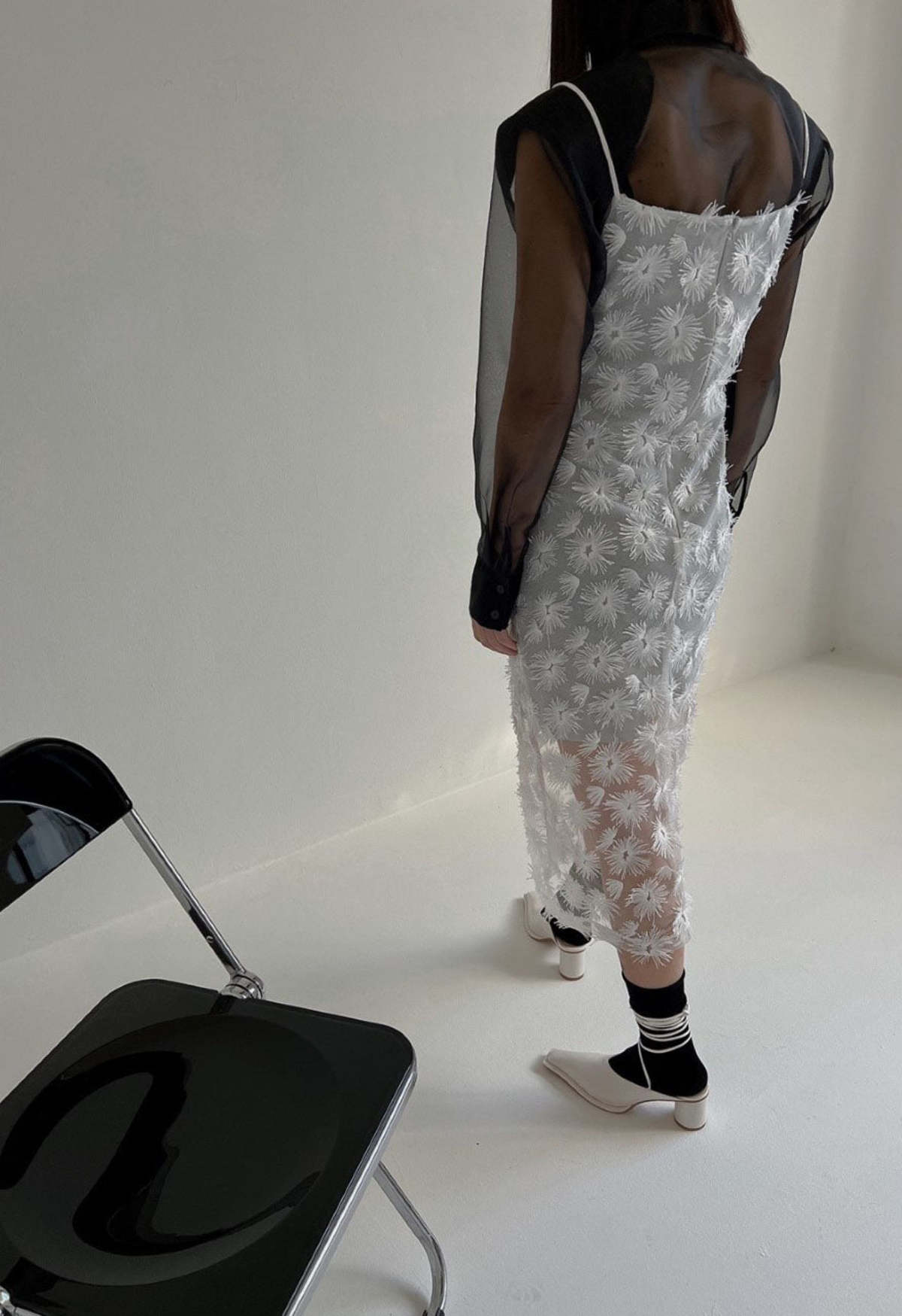 NKC Glitter Tuft Flower Dress - Silver - Image 3 of 4