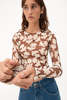 Mundaka Tulle Long Sleeve Top - Tobacco Mesh - Thumbnail 1