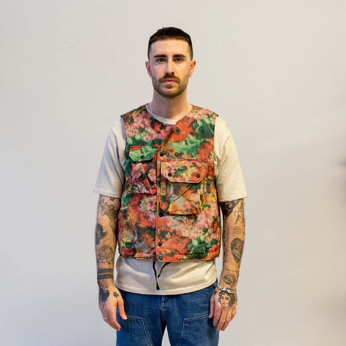 Engineered Garments Polyester Cover Vest - Multicolor Floral Camo