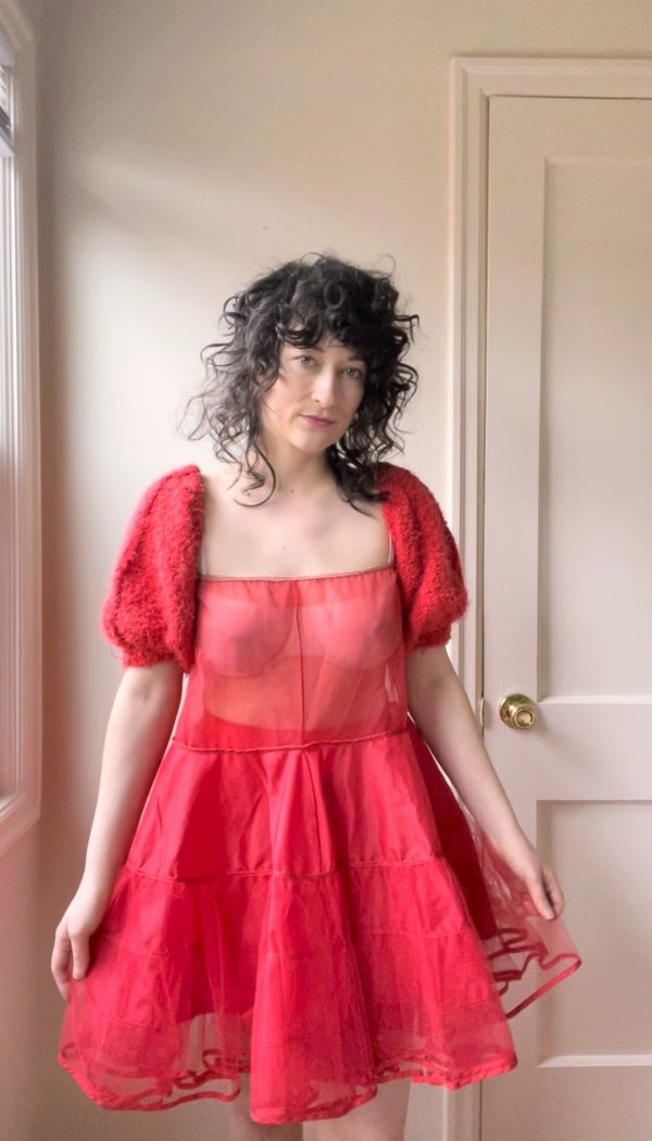 open lace back dress Red Ruffle Babydoll Dress – Thomas and Rye main image 1