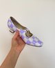 Upcycled Checkered Shoes - white/lavender - Thumbnail 7