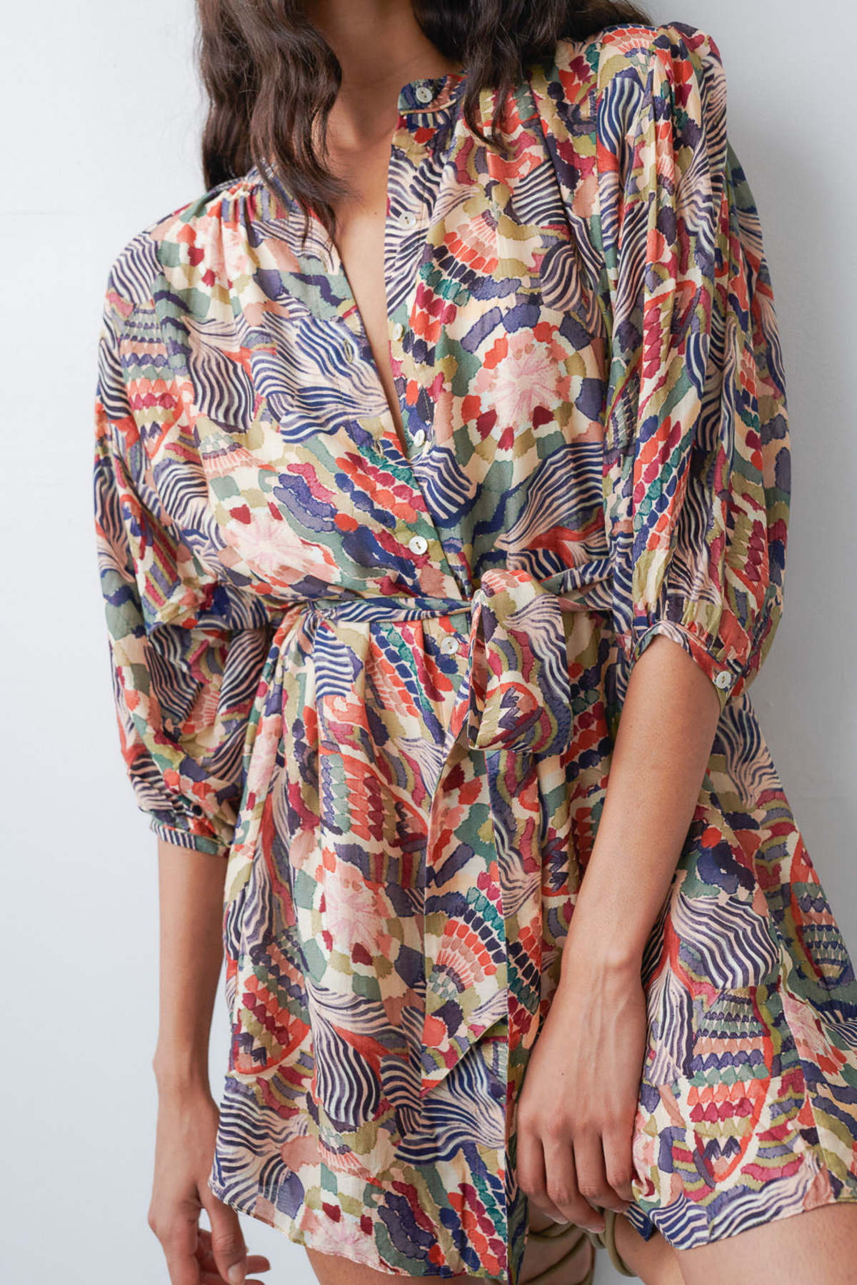 Chufy Ziggy Mini Dress - Olive Multi - Image 2 of 3