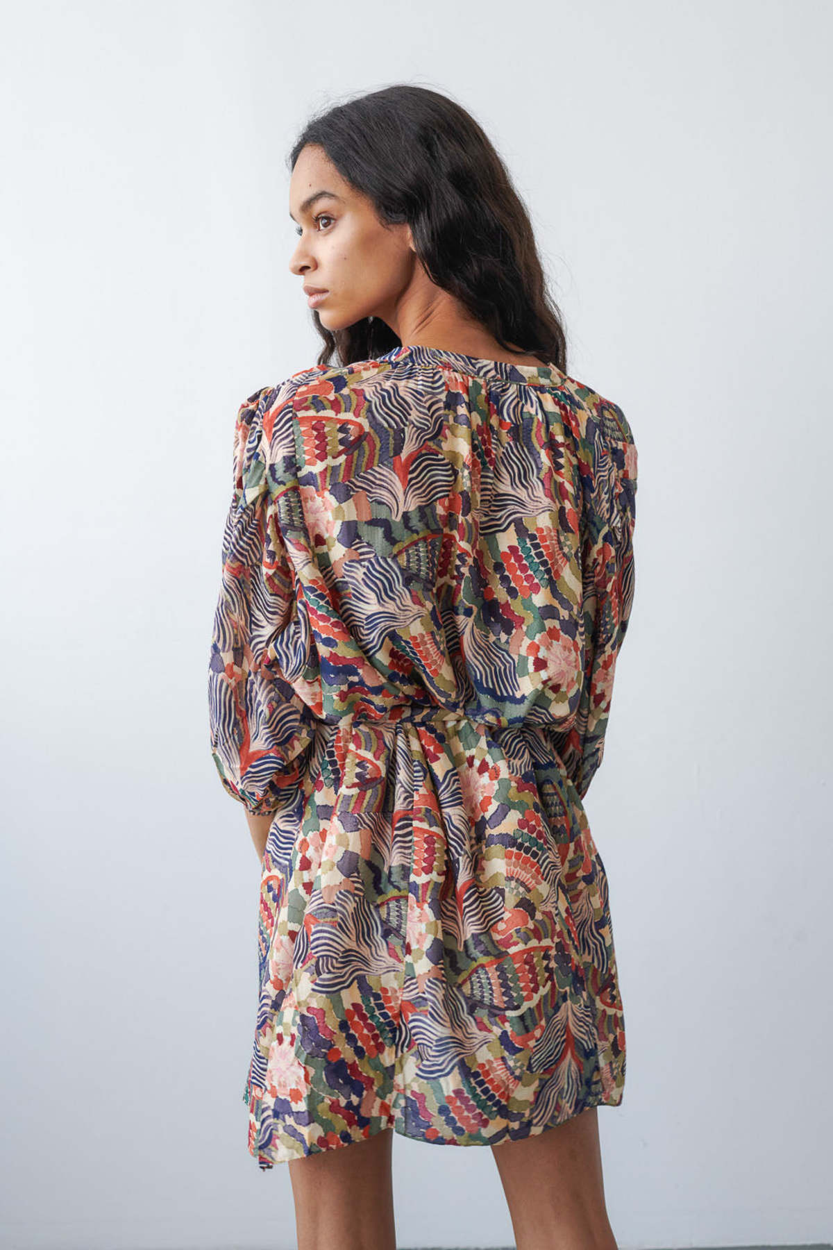 Chufy Ziggy Mini Dress - Olive Multi - Image 3 of 3