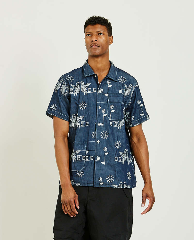 Engineered Garments Camp Shirt - Indigo Birds | Garmentory