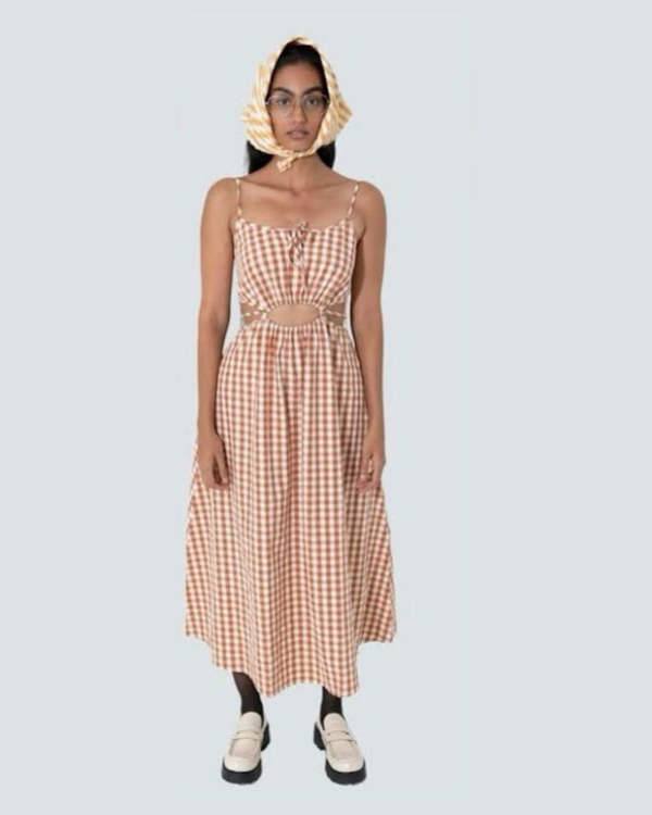 Find Me Now Sacha Spring Gingham Dress - Rust