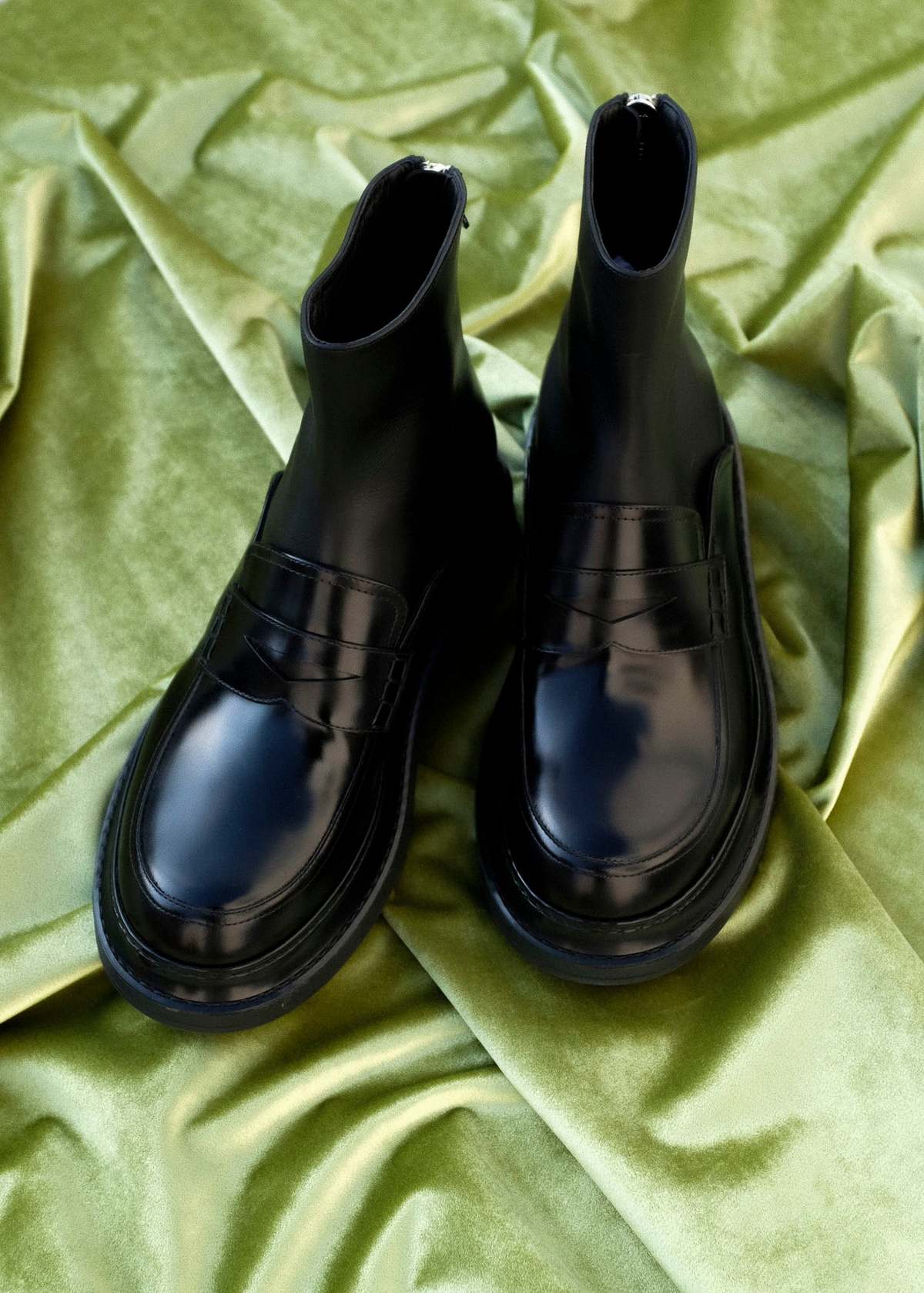 LOEWE Calfskin Back Zip Sock Loafer - Black | Garmentory