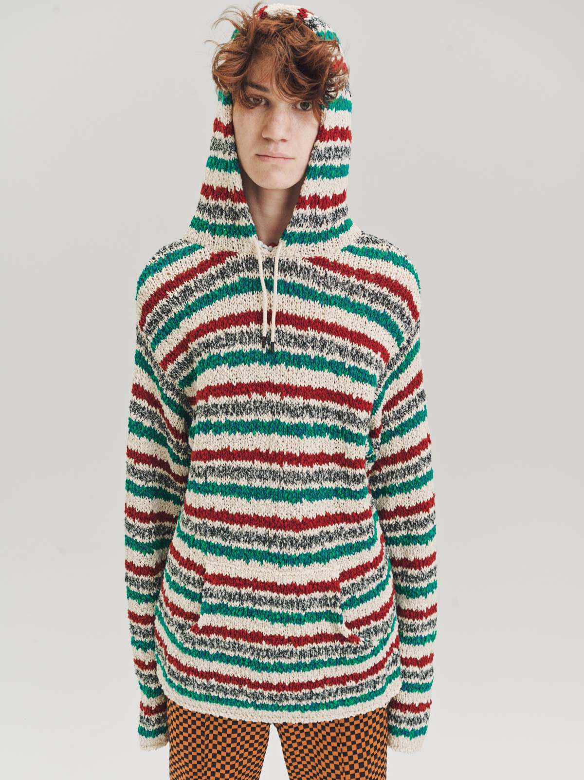 Marni Striped Twisted Cotton Sweater Knit Hoodie | Garmentory