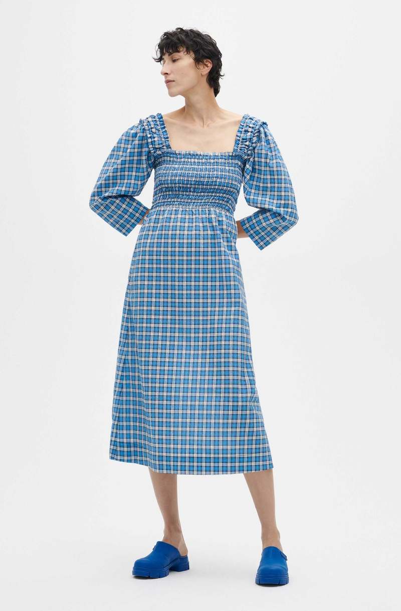 【送料関税込】GANNI Printed Cotton Midi Wrap Dress（Peapod） Printed Cotton Midi Wrap Dress - Peapod