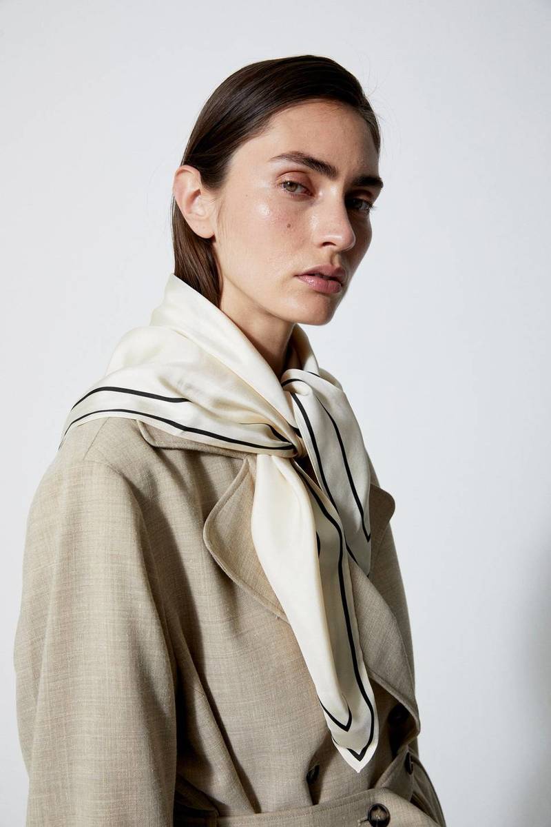 House of Dagmar Silk Scarf - Off White/Print | Garmentory