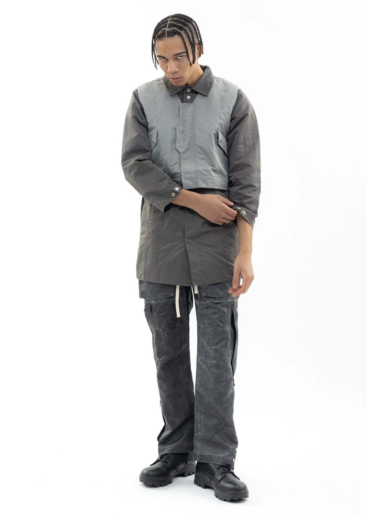 Black Lux Black And Grey Vest Layered Jacket | Garmentory