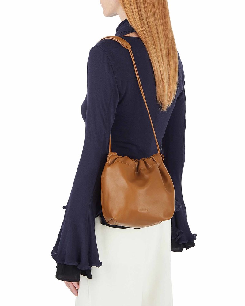 Jil Sander Drawstring Shoulder Bag - brown Leather | Garmentory