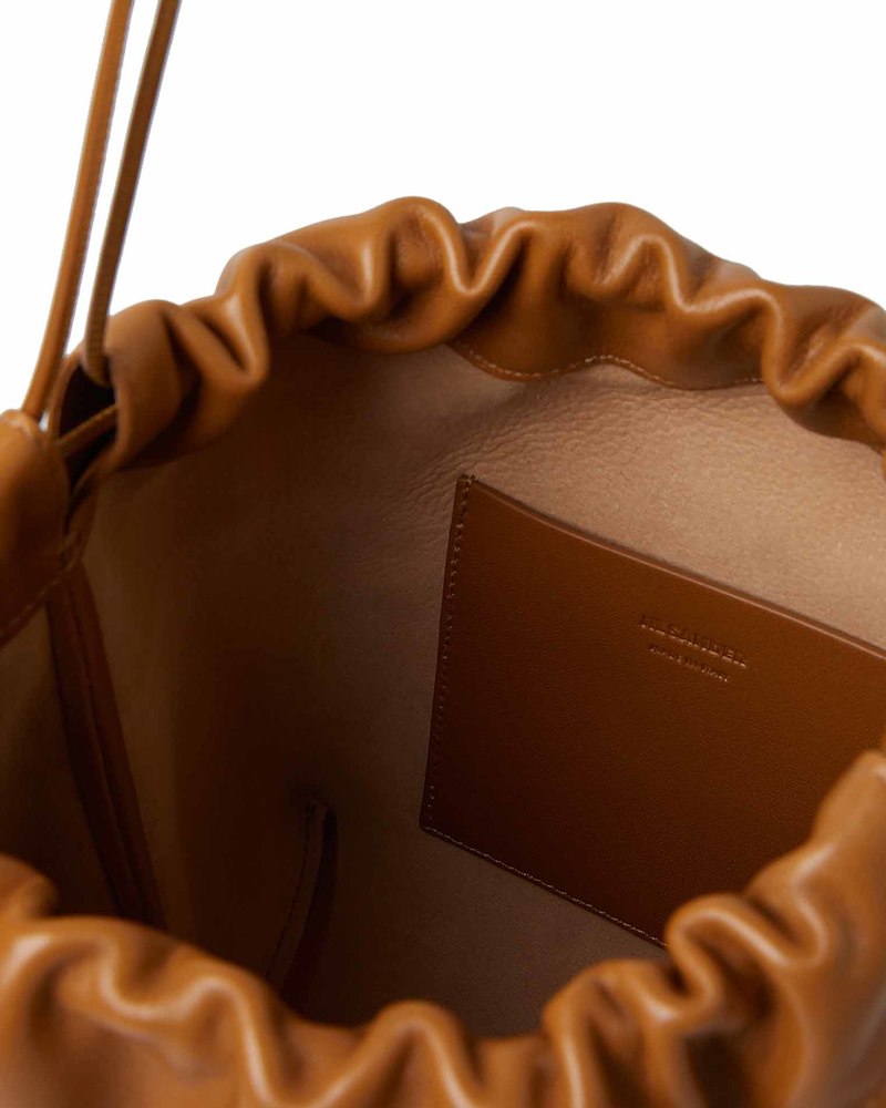 Jil Sander Drawstring Shoulder Bag - brown Leather | Garmentory