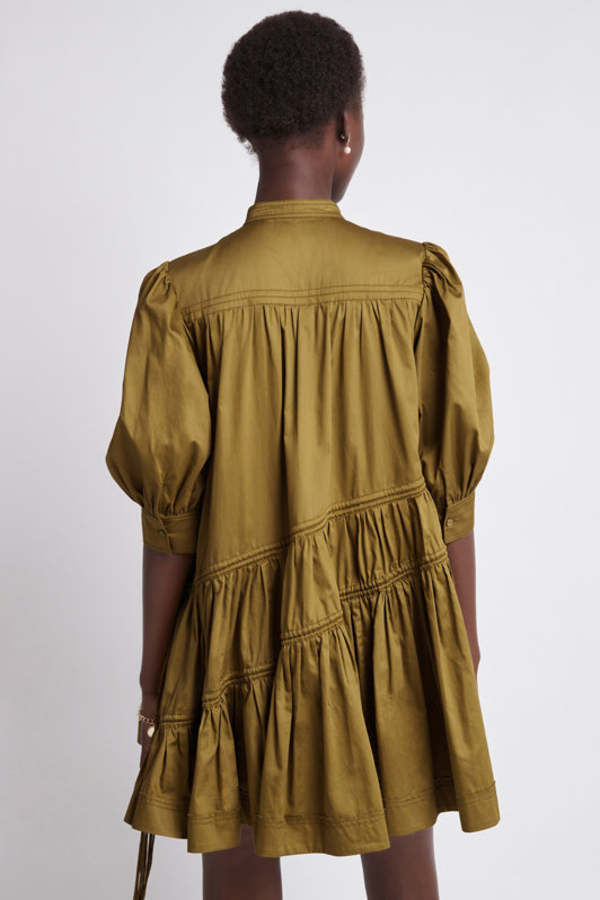 Aje Frequency Drawstring Smock Dress - Olive Green | Garmentory Aje Frequency Drawstring Smock Dress - Olive Green | Garmentory