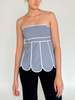 Vintage Melissa Scalloped Hem Tube Top - Blue Gingham - Thumbnail 1